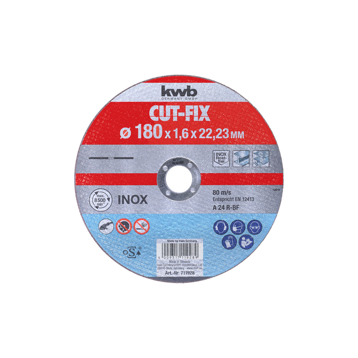 kwb  Trennscheibe Cut Fix extra dünn Metallbearbeitung Durchmesser 180 mm | 180x1,6x22 mm | 110073