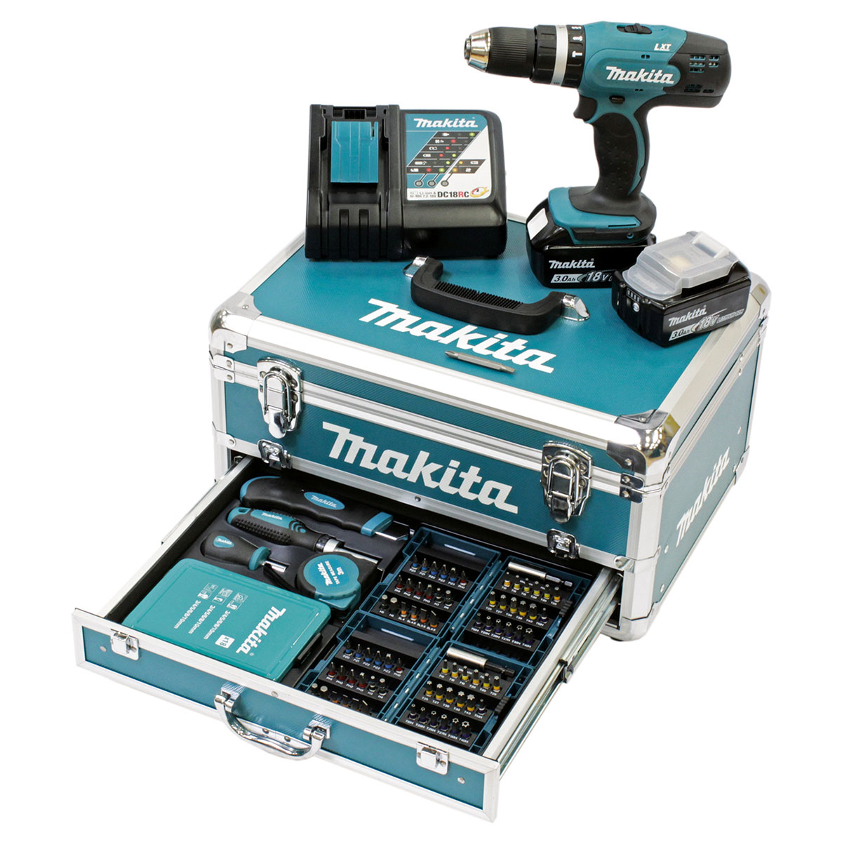 Makita Akku-Schlagbohrschrauber-Set DHP453RFX2 4-teilig | 110202