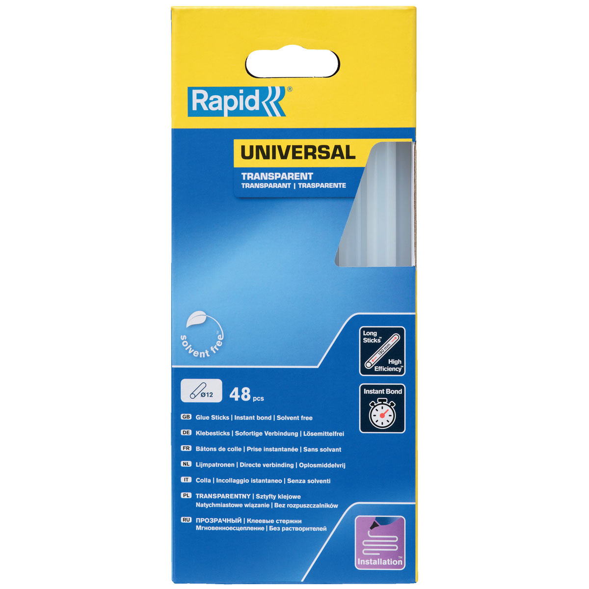 Rapid Heißklebesticks transparent 1,2 x 19 cm 48 Stück | transparent | 1,2x19 cm | 48 | 110877
