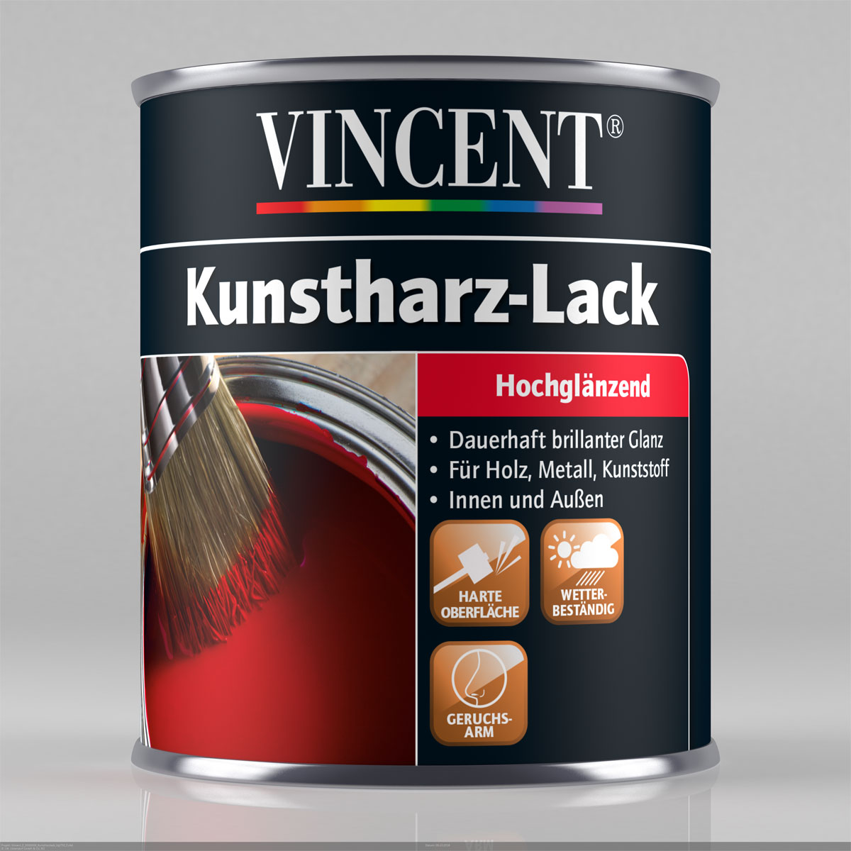 Vincent Kunstharz Buntlack RAL 9005 Tiefschwarz hochglänzend 125 ml | 111104