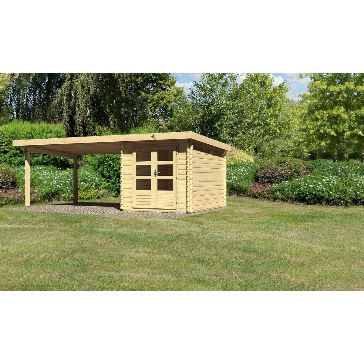Karibu Gartenhaus Bastrup mit Schleppdach 400 cm naturbelassen 620 x 222 x 297 cm | 620x222x297 | 205359 – Bild 3