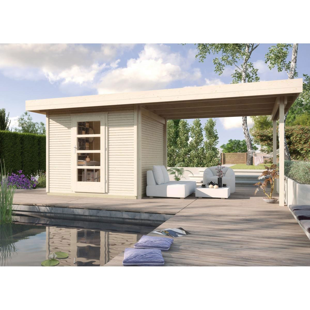 Weka Designhaus Line 172 B mit Anbau 300 cm 544 x 284 x 226 cm braun | 544x284x226  | braun | 208053