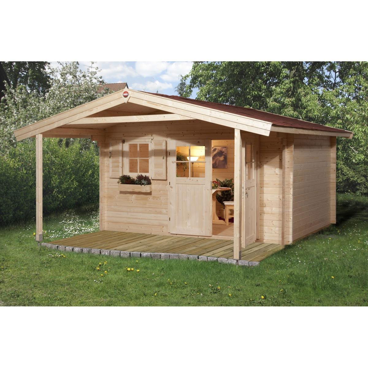 Weka Gartenhaus 111 A Größe 1/2/3 mit Vordach 460 x 460 x 262 cm | 460x460x262 | 208256