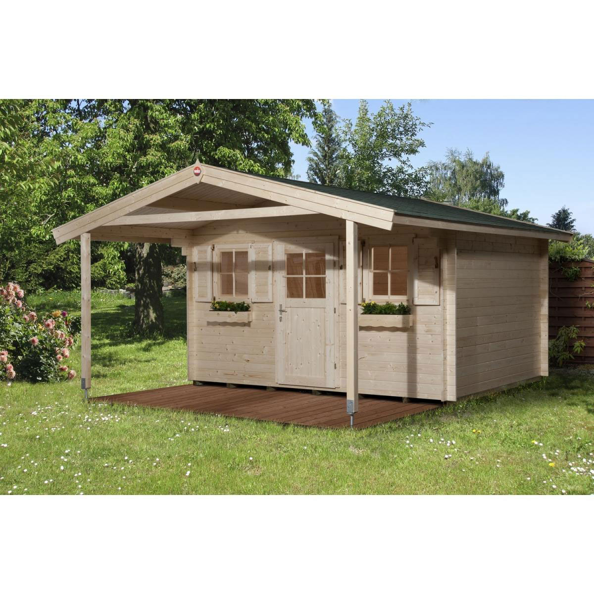 Weka Gartenhaus 135 A Größe 1/2 mit Vordach 460 x 510 x 262 cm | 460x510x262 | 208277