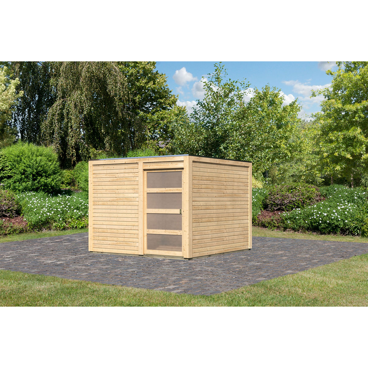 Karibu Gartenhaus Qubic 2 naturbelassen | 230115