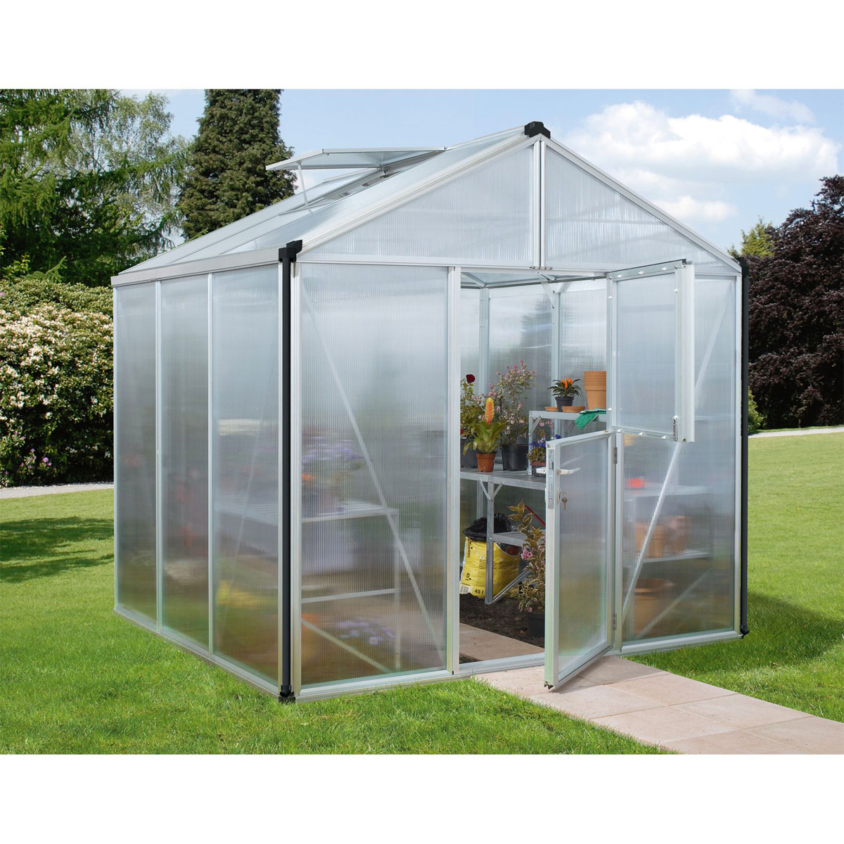 Vitavia Gewächshaus Zeus 6200 6,2m² 3 mm ESG/HKP silber | silber | 6,2 | 239658