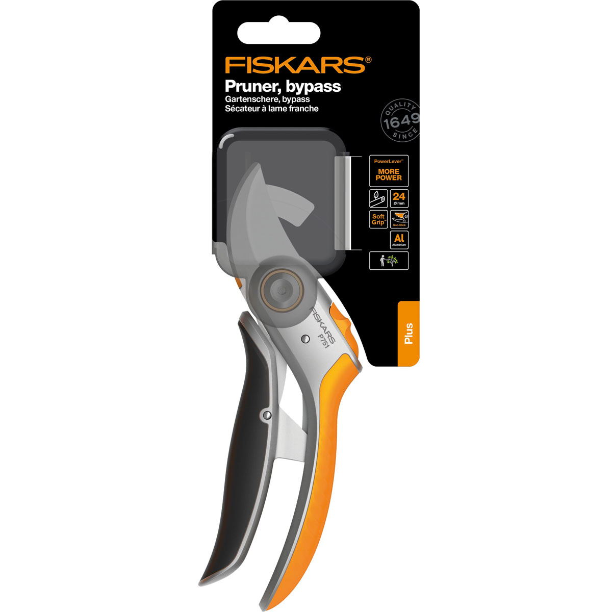 Fiskars Gartenschere Plus Power Lever P751 Bypass Metall | 247594 – Bild 3