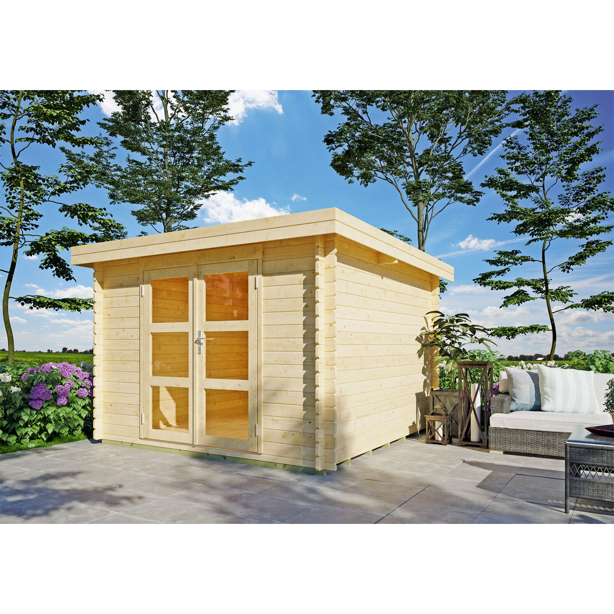 Blockbohlenhaus Dortmund 2 natur 280 x 280 cm | 324x325x215 | 247698