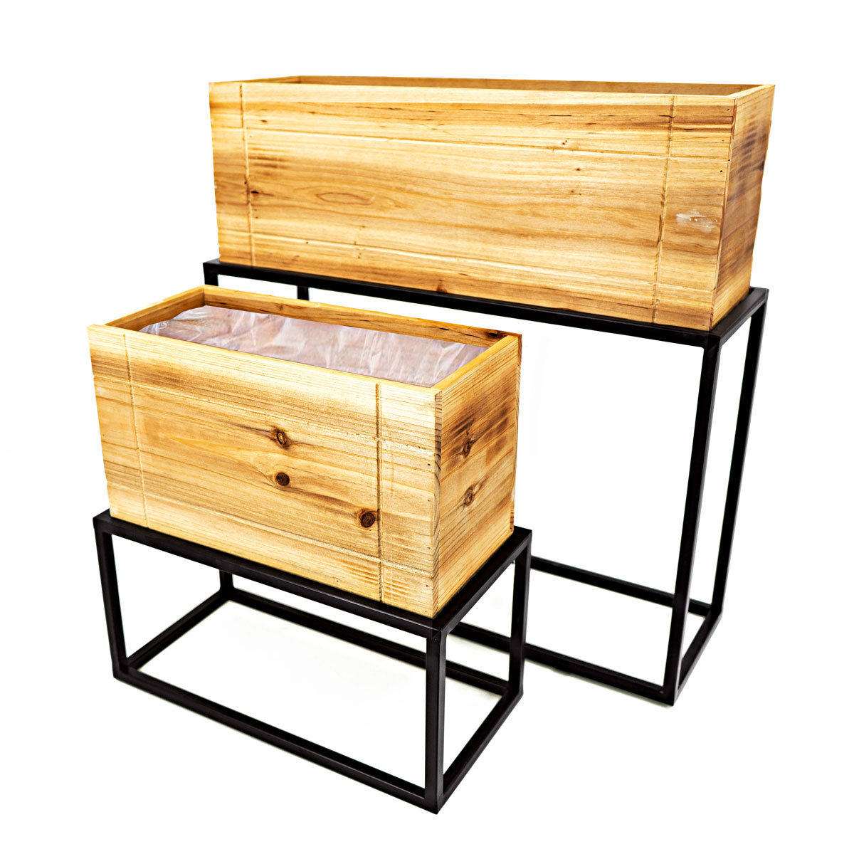 Holzpflanzkasten mit Metallgestell 38 x 15 x 16 cm | 38x15x16/40x17,5x18 | 247798