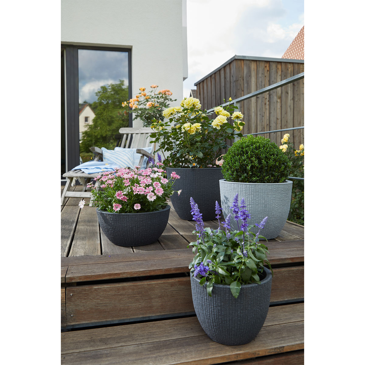 Scheurich Pflanzgefäß Barceo Durchmesser 47 cm Stony black | stony black | 36,1x47x47 | 249105 – Bild 3