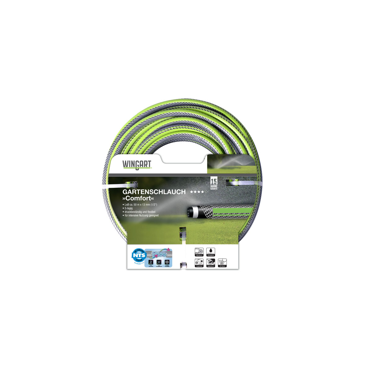 Wingart  NTS Gartenschlauch Comfort hellgrün und transparent 1/2" 50 m | 50 | 1/2 | 249658