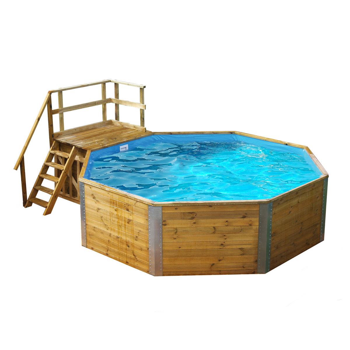 Weka Holzpool-Set 593 B inklusive Edelstahlleiter Vlies Innenfolie Sand-Filteranlage | 251172