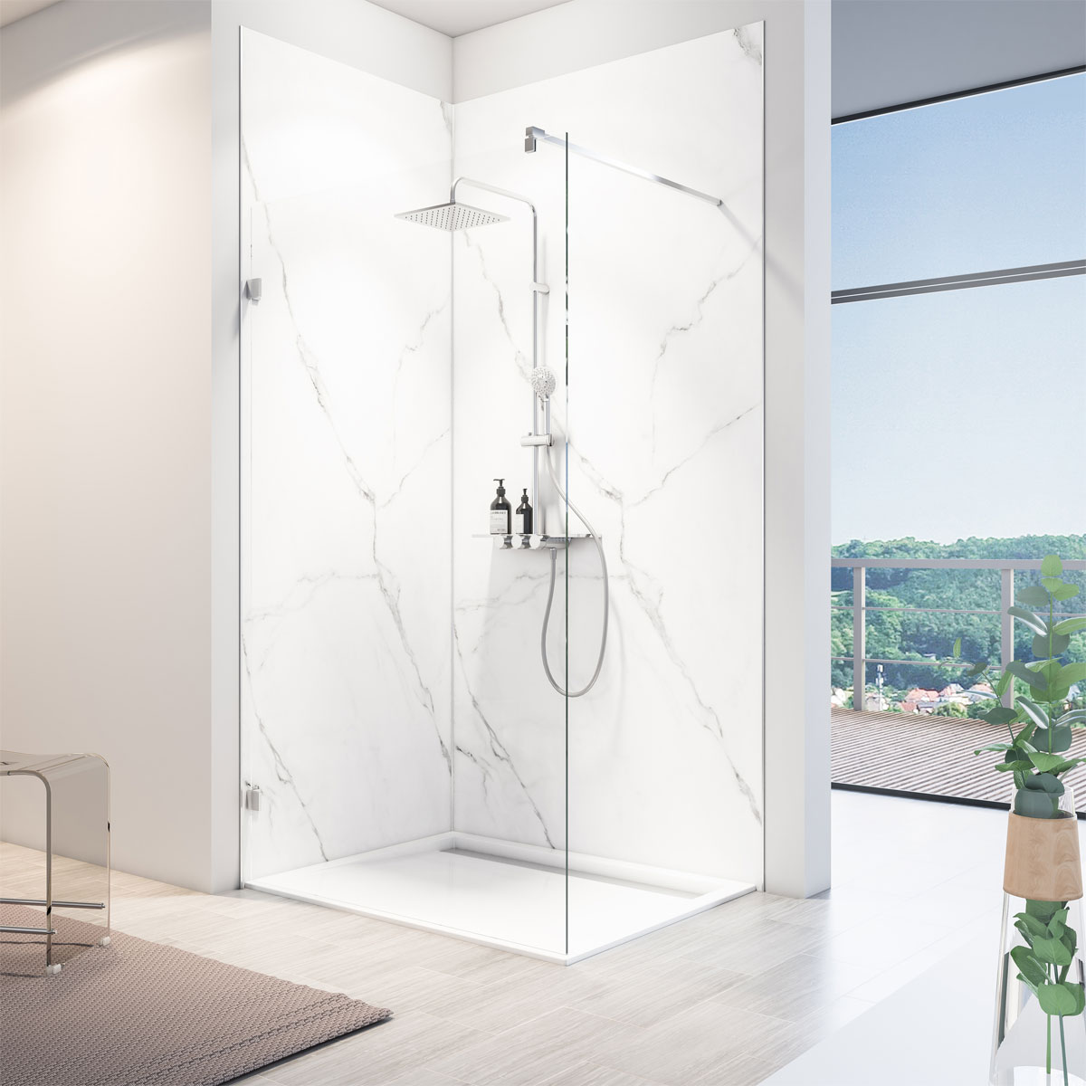 Schulte ExpressPlus Duschrueckwand DecoDesign Softtouch Stein Marmor Bianco 2550 x 1500 | 255153