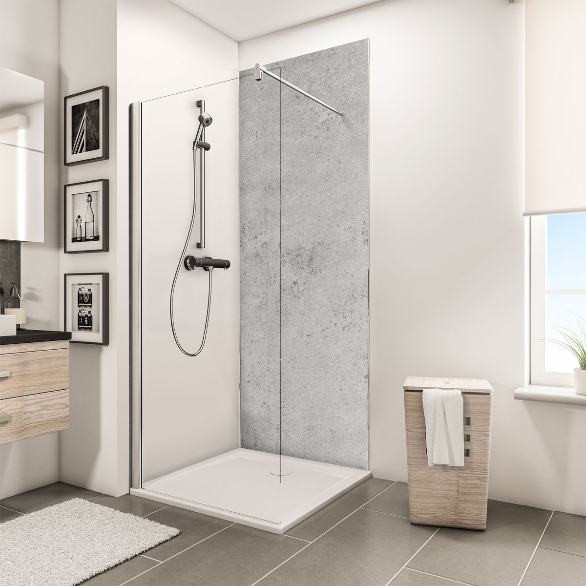 Schulte ExpressPlus Duschrueckwand DecoDesign Dekor Stein Grau hell 2100 x 1000 | 255466