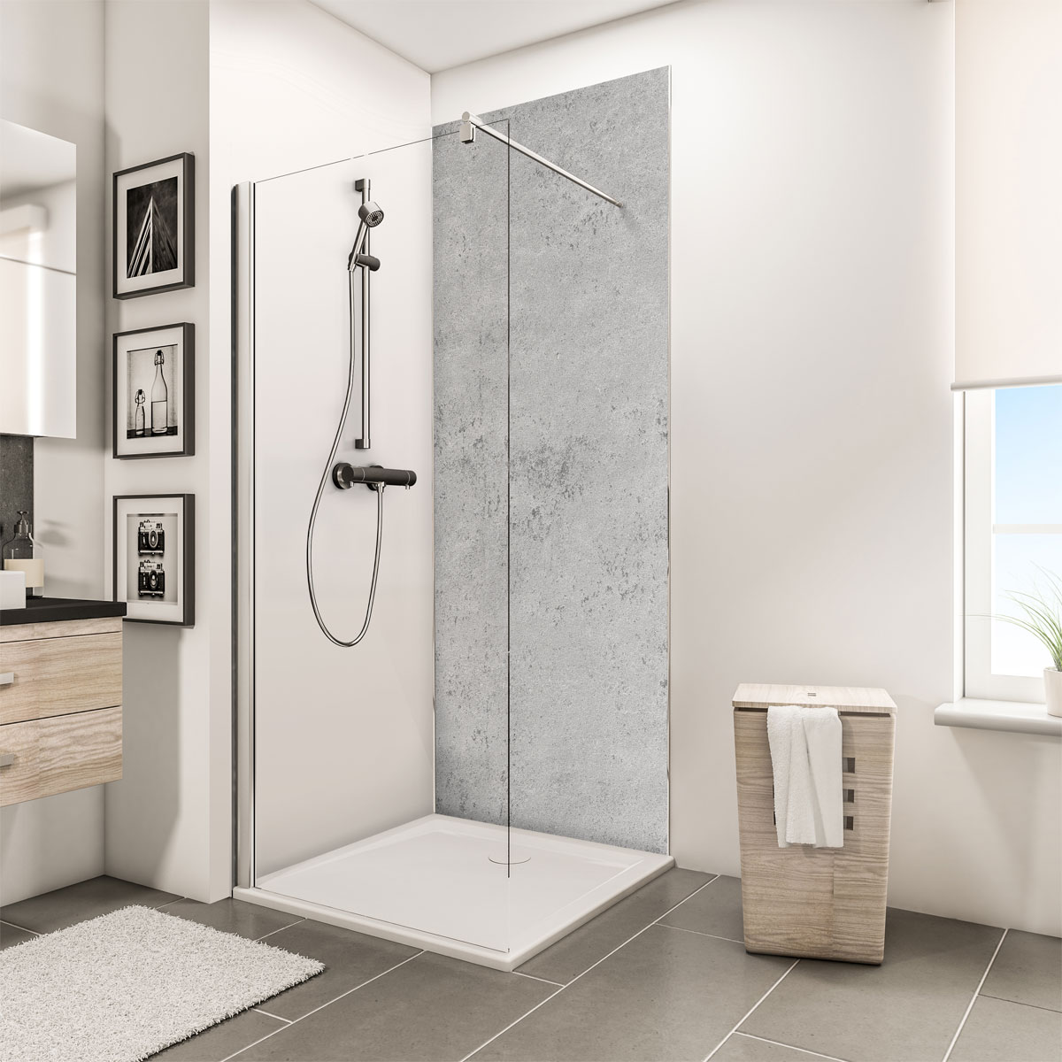 Schulte ExpressPlus Duschrueckwand DecoDesign Dekor Stein Grau hell 2100 x 1200 | 255635