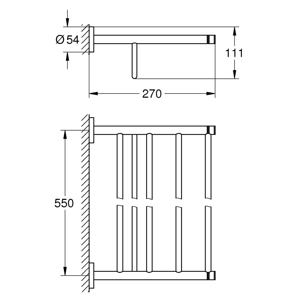 Grohe Multi-Badetuchhalter Essentials silber 55 x 11,1 x 27 cm | 264498 – Bild 3