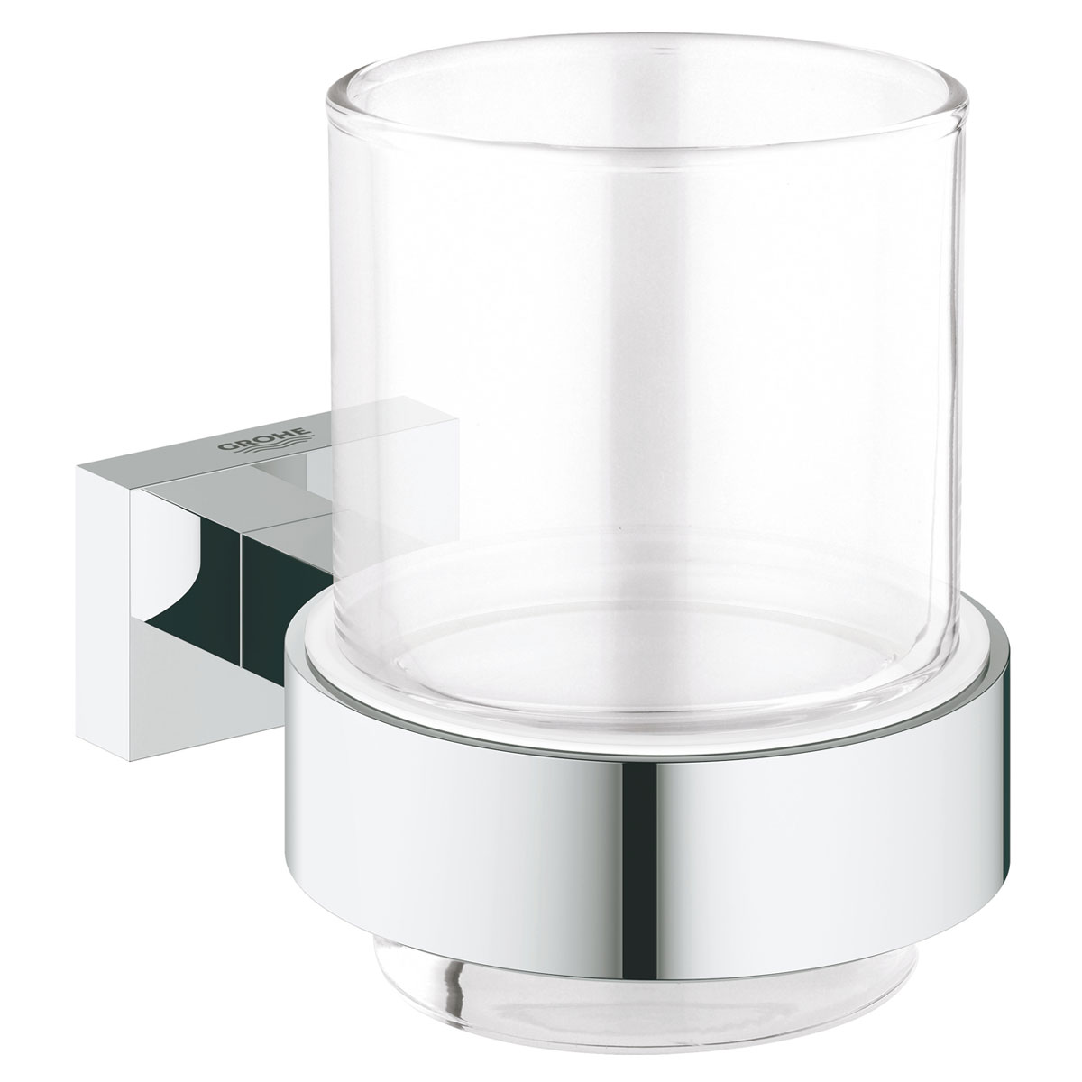 Grohe Halter mit Glas Essentials Cube silber Durchmesser 7,2 x 9,5 cm | 264573