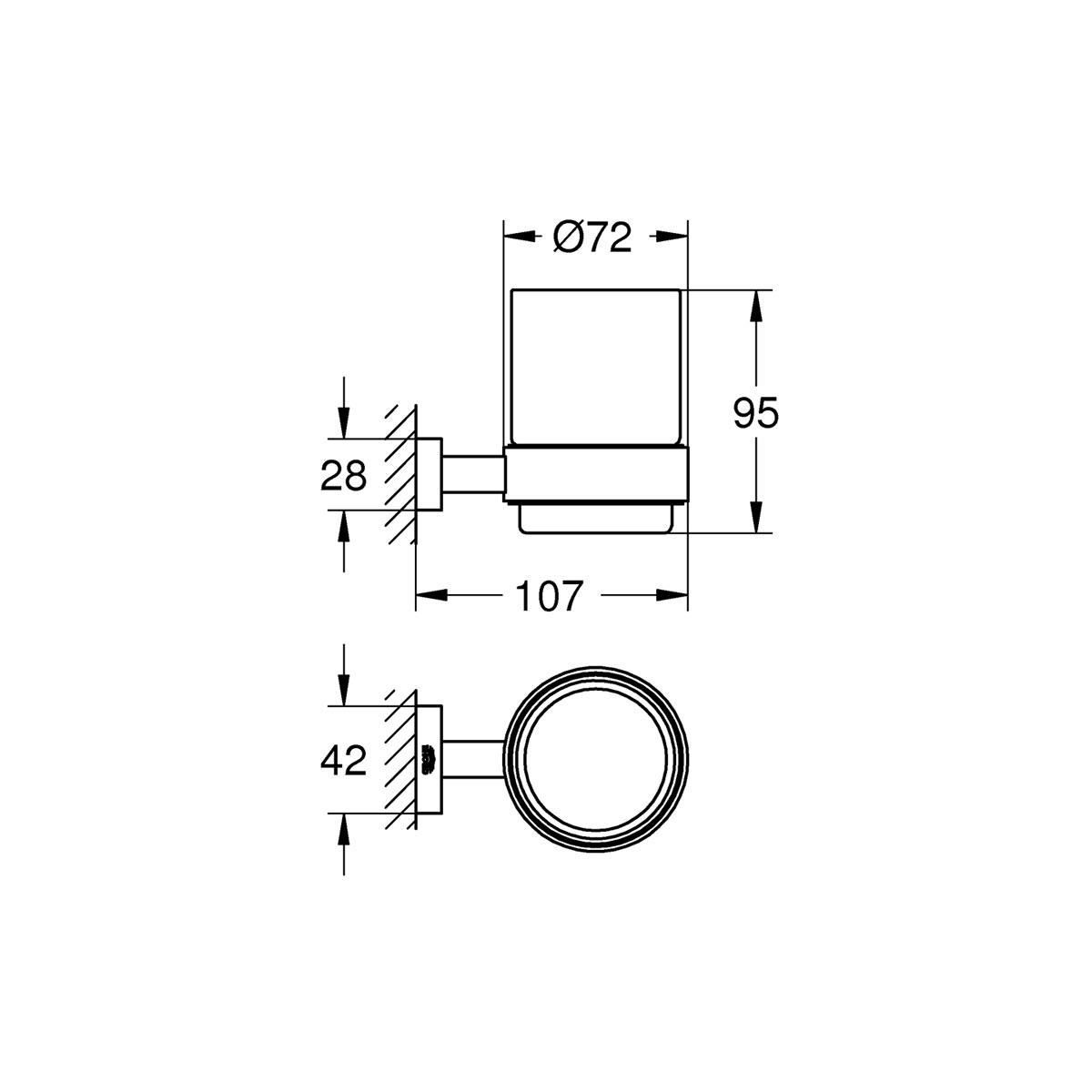 Grohe Halter mit Glas Essentials Cube silber Durchmesser 7,2 x 9,5 cm | 264573 – Bild 3