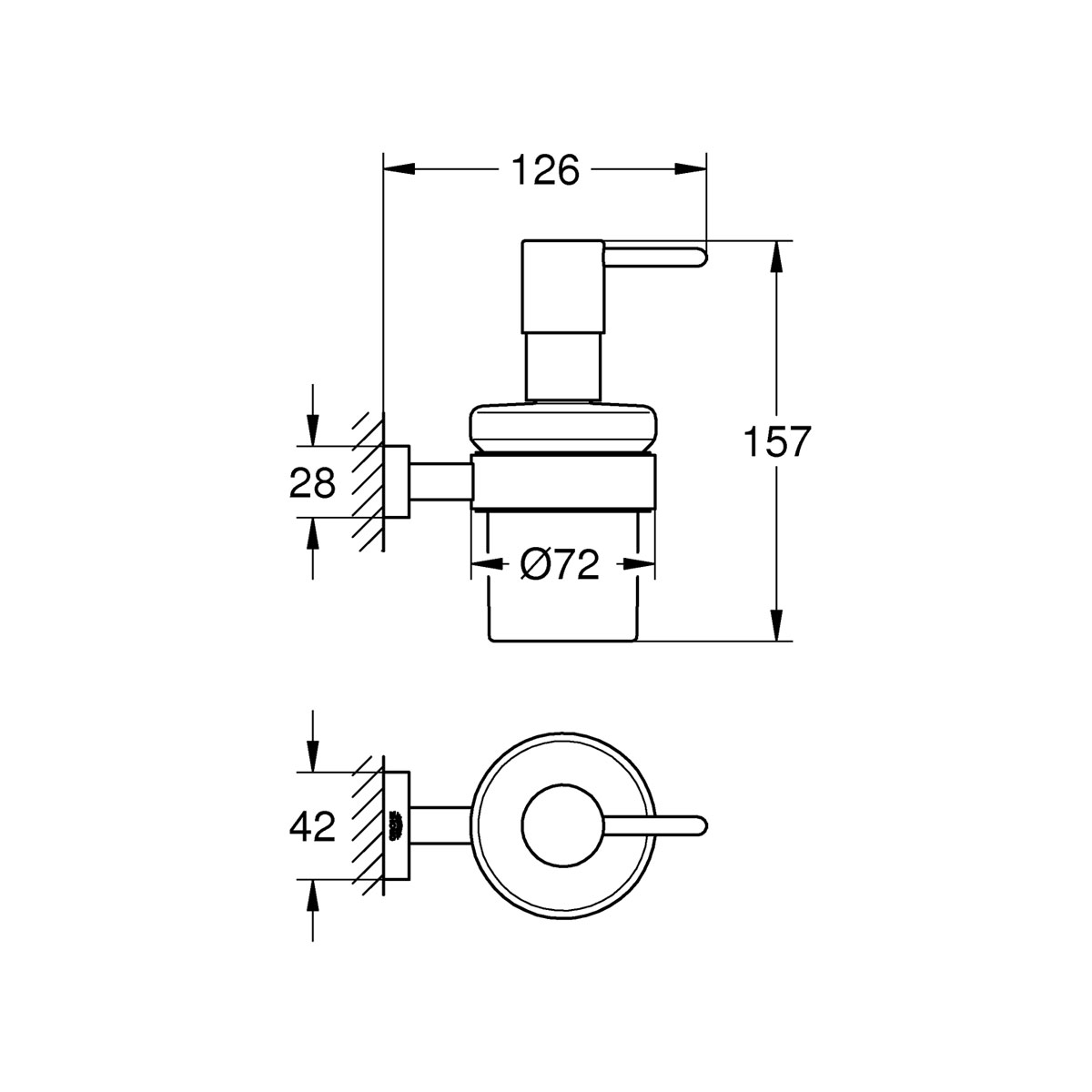 Grohe Halter mit Seifenspender Essentials Cube silber Durchmesser 7,2 x 15,7 x 12,6 cm | 264585 – Bild 3