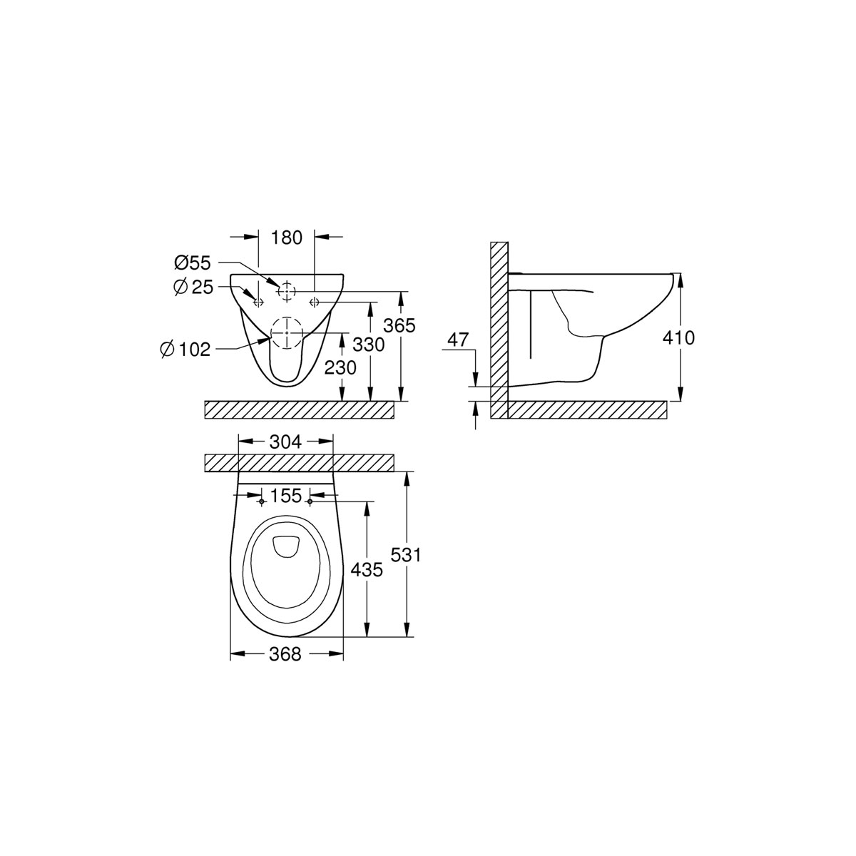 Grohe Wand-Tiefspül-WC Bau alpinweiß 36,8 x 41 x 53,1 cm | 265074 – Bild 4