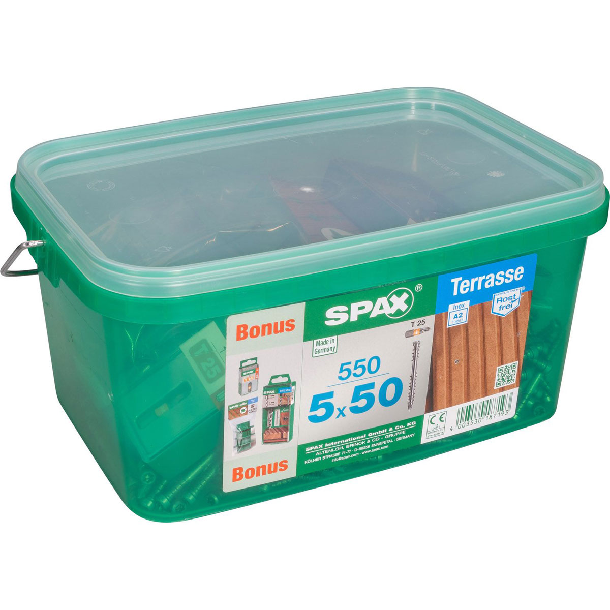 Spax Terrassenschraube Bonus-Set Zylinderkopf 5 x 50 mm 550 Stück | 50 | 265254