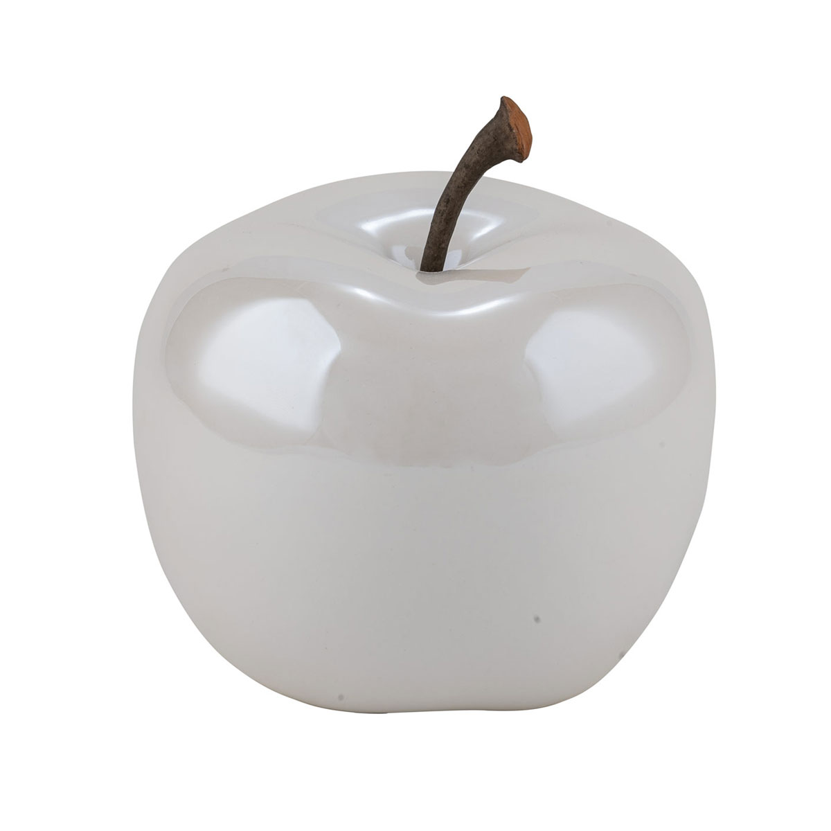 Keramik-Apfel Durchmesser 12 x 9,5 cm perlmutt-weiß | 267047