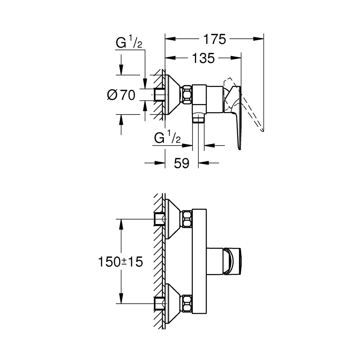 Grohe Einhand-Brausebatterie Start Edge chrom 15 x 13,5 cm | 271509 – Bild 3