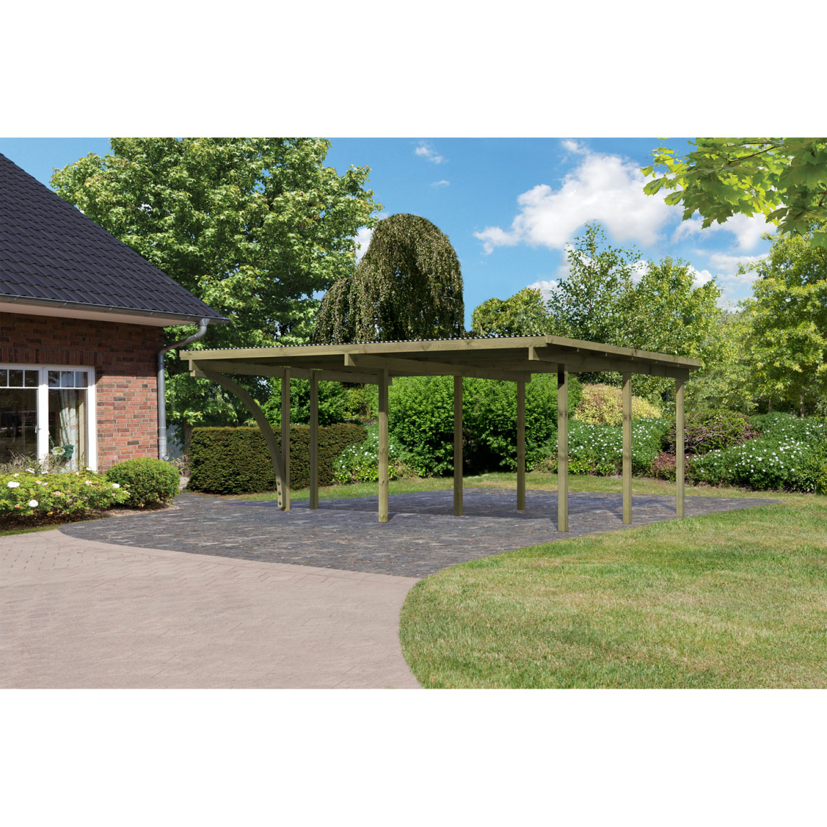 Karibu Doppelcarport Eco 1 Variante B inkl einem Einfahrtsbogen | 387 | 378468 – Bild 3