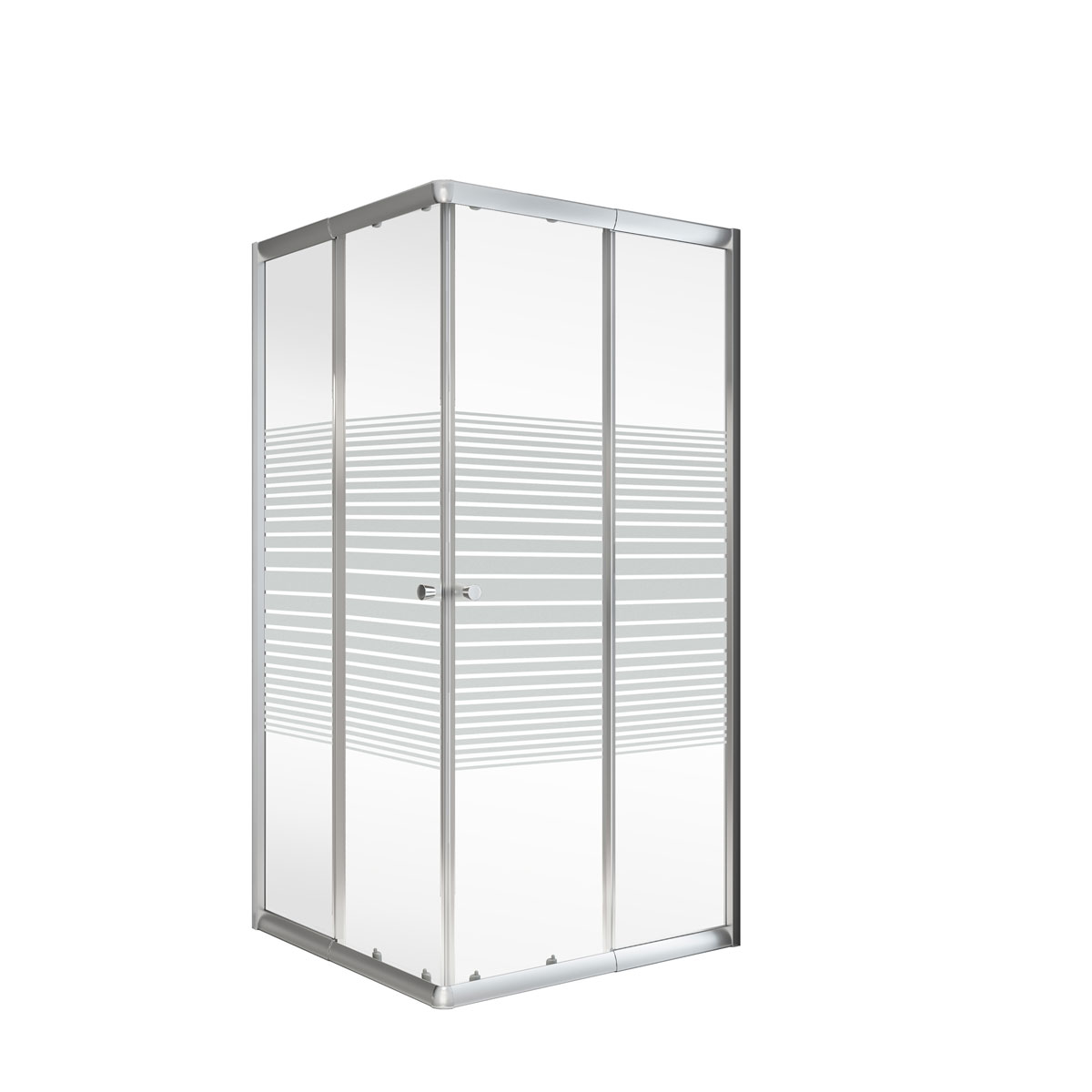 Schulte Eckdusche mit Schiebetür Sunny 75-90 x 180 x 75-90 cm ESG silberfarben Dekor Querstreifen 72 | silber | silber | 505280
