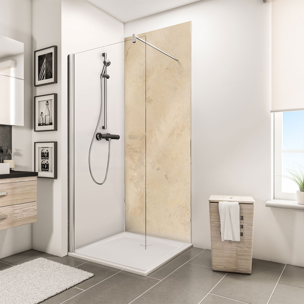 Schulte Duschrückwand Decodesign Hochglanz 255 x 100 Kalkstein hell | kalkstein hell | 505341