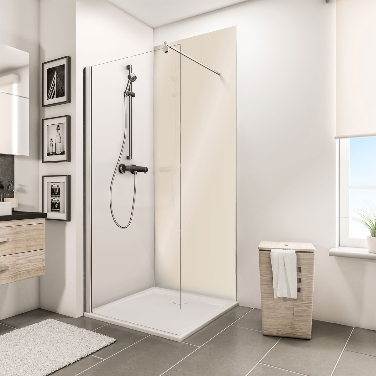 Schulte Duschrückwand Decodesign Hochglanz 255 x 100 creme-beige | Creme-Beige | 505346