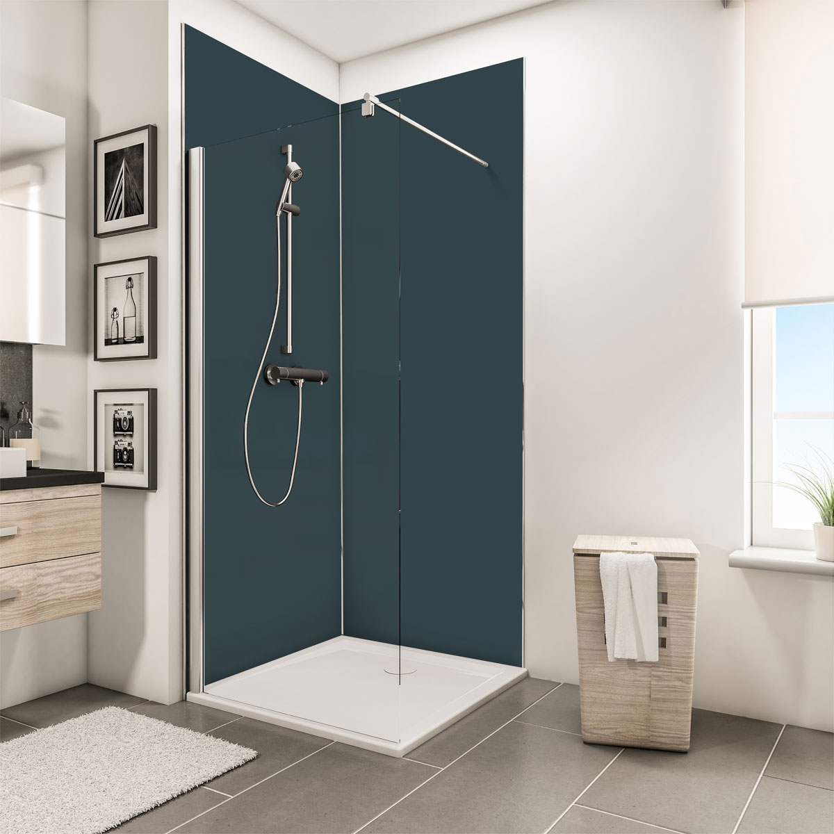 Schulte Duschrückwand-Set Eck 90 x 210 x 90 cm Anthrazit | Anthrazit | Anthrazit | 505348