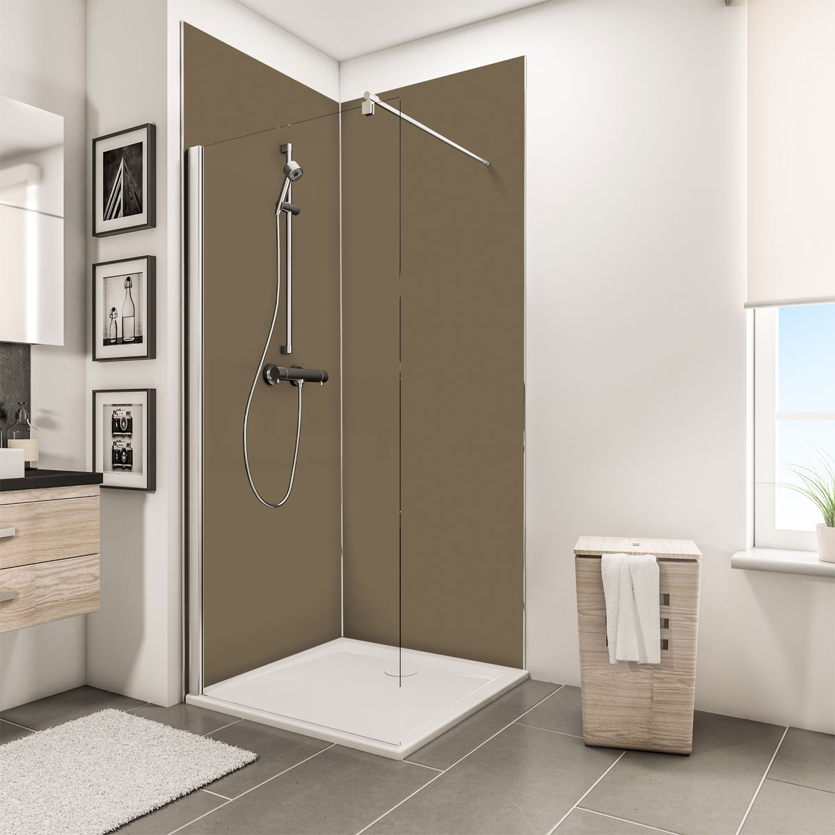 Schulte Duschrückwand-Set Eck 90 x 210 x 90 cm Taupe | Taupe | Taupe | 505351