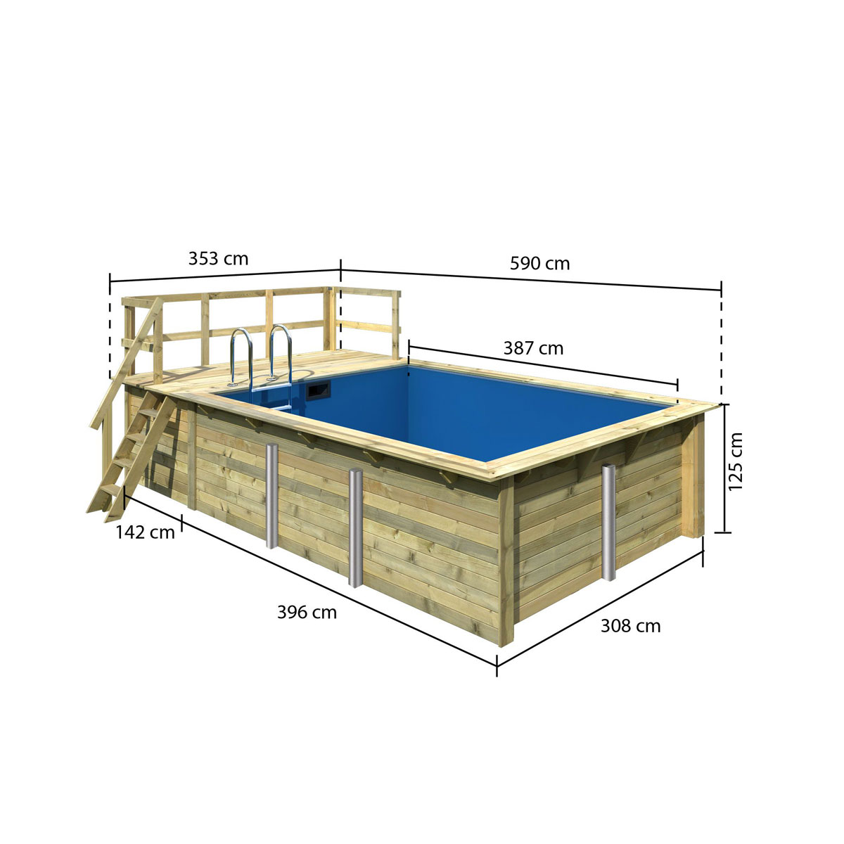 Karibu Pool Größe 2 44 mm inkl Terrasse | 1 Terrasse | 527027 – Bild 3