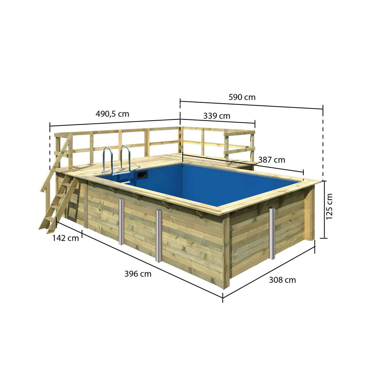 Karibu Pool Größe 2 44 mm inkl 2 Terrassen | 2 Terrassen | 527028 – Bild 3