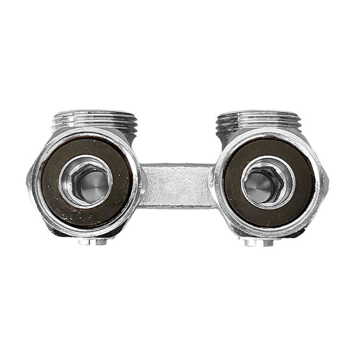 Zweirohr Hahnblock 1/2"x3/4" Eck | 557329