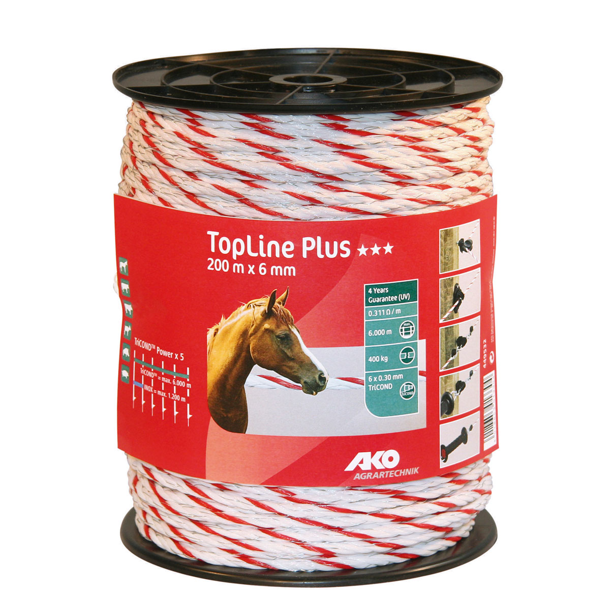 Weidezaunseil TopLine Plus 200 m Durchmesser 6 mm weiß-rot | 788904 – Bild 4