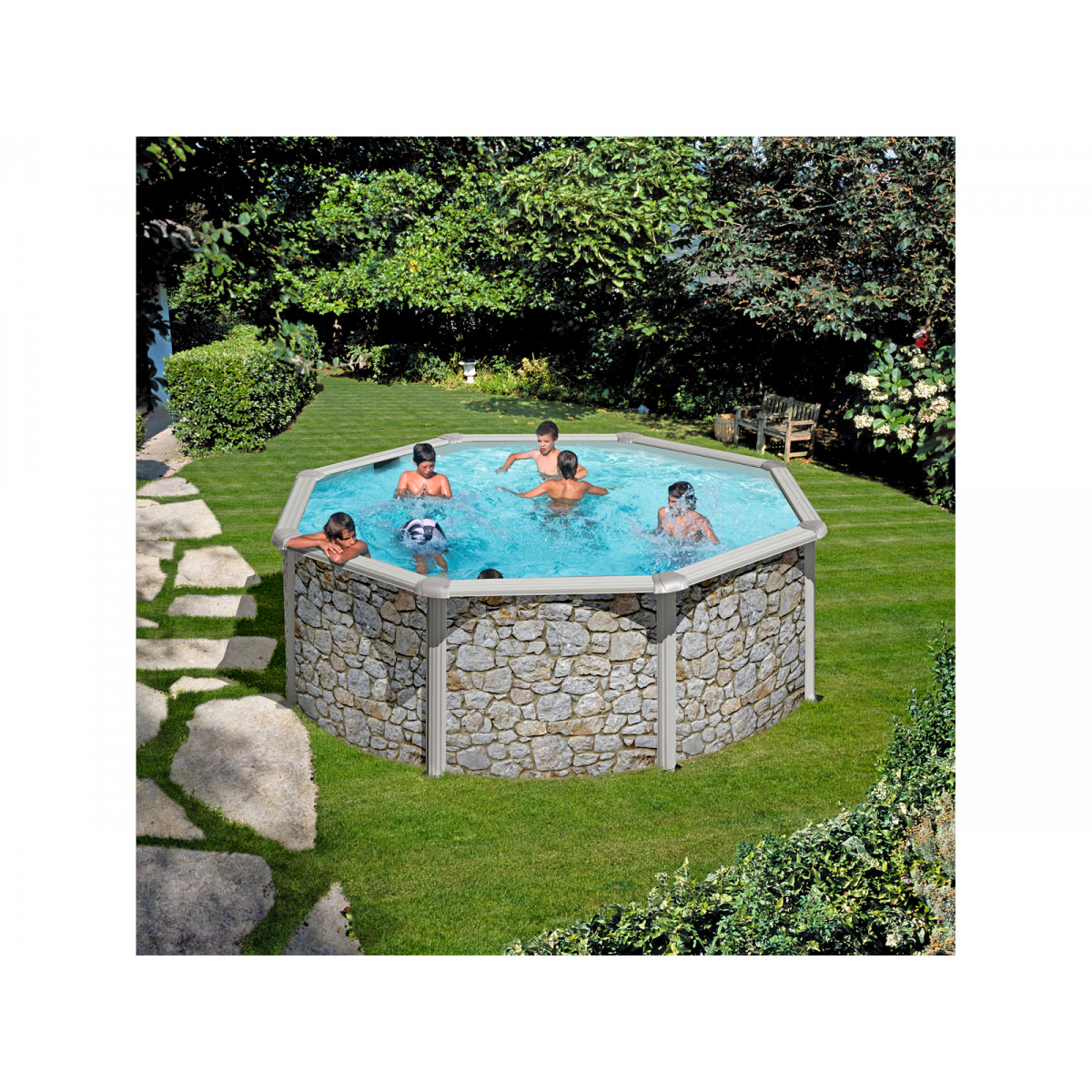 Rundpool-Set Steinoptik 350 cm | 350 | 892552