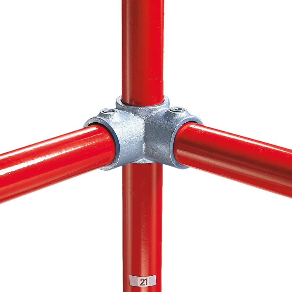 90°-Eckverbinder mit Durchgang für Kee Klamp® Rohrverbindersystem