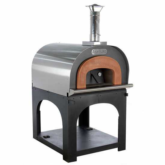 AgriEuro Cibus Inox 800 - Edelstahl Holzbackofen fu00fcr drauu00dfen - mit Backraum u00d8 80 - Backfu00e4higkeit: 5 Pizzen