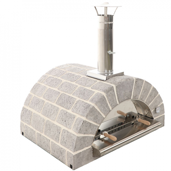AgriEuro FAMILY STONE - Holzbackofen fu00fcr den Auu00dfenbereich - grau - 4 Pizzen - 80X60