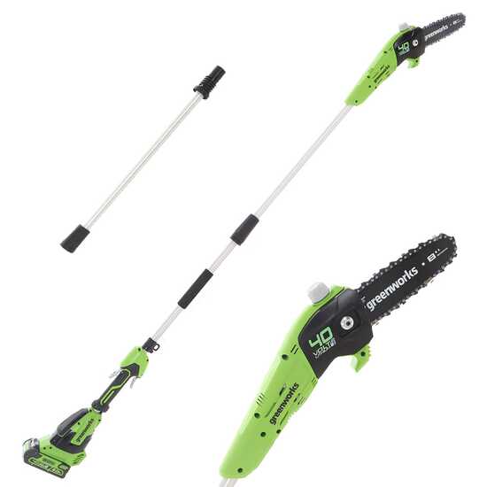 Akku-Astkettensu00e4ge Greenworks G40PSF 40V - mit Schultergurt und Teleskopschaft- Batterie 2A