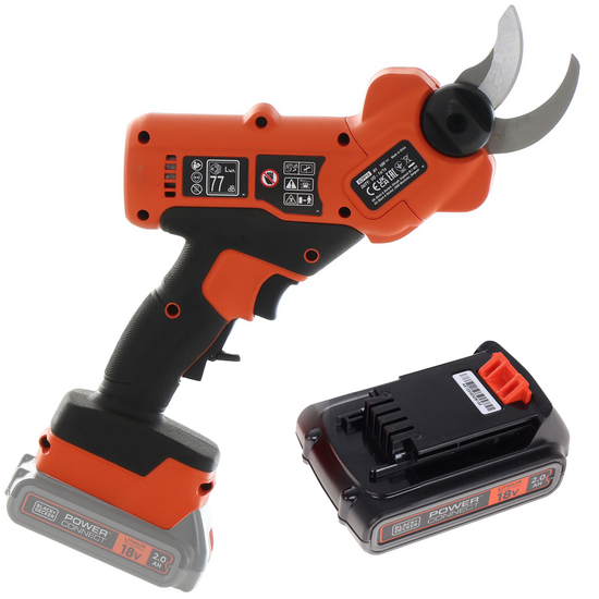 Akku-Gartenschere Black & Decker BCPP18D1-QW fu00fcr die Baumpflege -  Schneidleistung: - 25 mm - Akku 18 V- 2.0 Ah