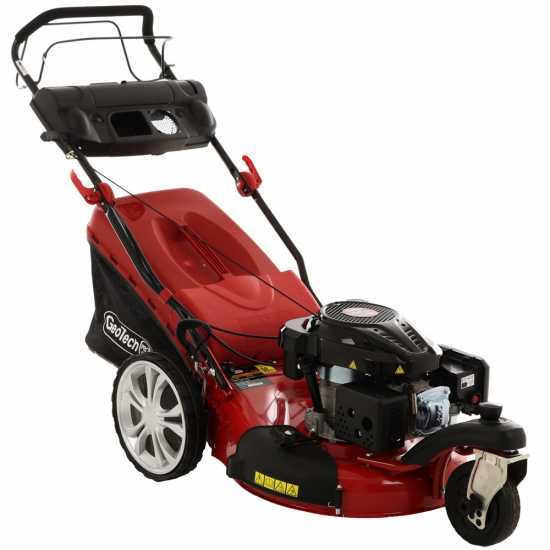 Benzin-Rasenmu00e4her mit Radantrieb GeoTech Pro S53-3 BMSWG L200 mit einem Vorder-Drehrad