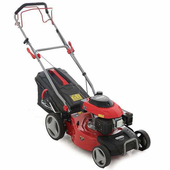 Benzinrasenmu00e4her GeoTech Pro S46-140BG mit Radantrieb - 2in1: Auffangen + Heckauswurf
