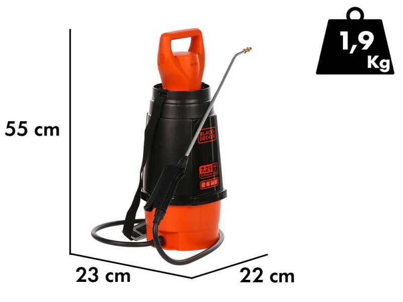 Black & Decker BXSPBS07E - Akkubetriebene Ru00fcckenspritze - 7 Liter - 7,2V/2,6Ah