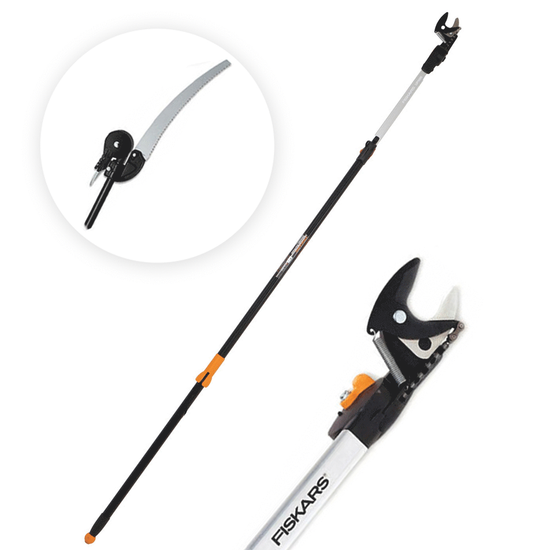 Fiskars UP86 - Professionelle Teleskop-Astschere u2013 Schaft 240/400 cm + Handsu00e4ge 45 cm - u00d8 32mm