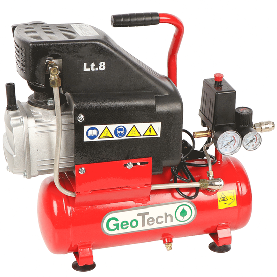 GeoTech AC9-8-20 - Kompakter tragbarer elektrischer Kompressor - Motor 2PS - 8L Druckluft