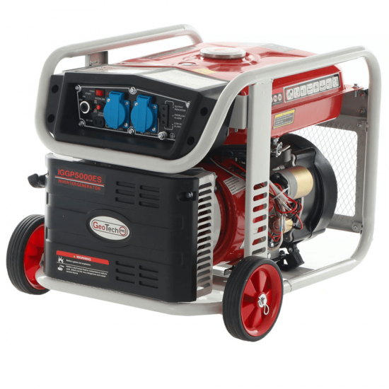 GeoTech iGGP5000ES - Inverter-Stromerzeuger mit Elektrostarter auf Ru00e4dern 4 kW - Dauerleistung 3.5 kW - 230V