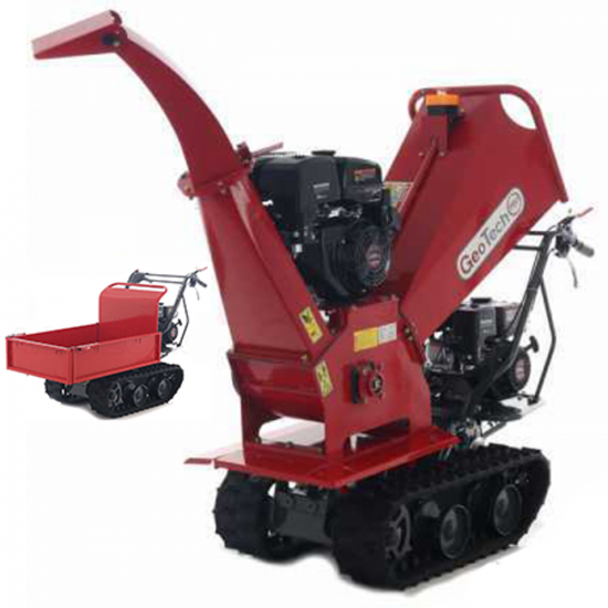 GeoTech PRO BMS155 LE - Hu00e4cksler mit Raupenantrieb und Motorschubkarre  - Motor 6,5/15 PS - ausziehbare Mulde